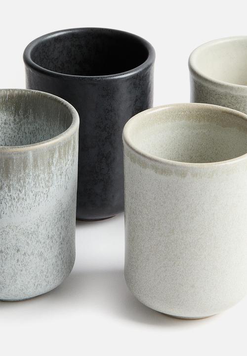 H&M - 4-Pack stoneware mugs - light grey/beige