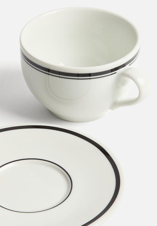 H&M - Porcelain cup and saucer - white/black