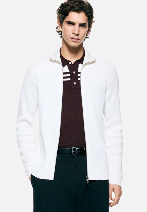 H&M - Slim fit rib-knit cardigan - white