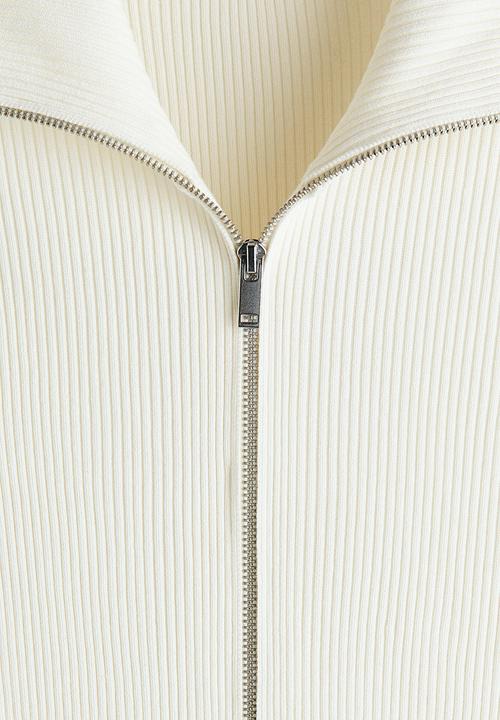 H&M - Slim fit rib-knit cardigan - white