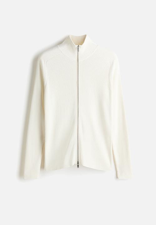 H&M - Slim fit rib-knit cardigan - white