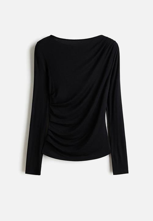 H&M - Draped viscose top - black