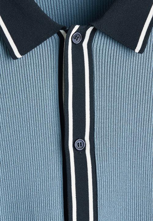 H&M - Regular fit rib-knit shirt - blue