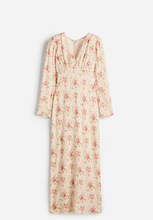 H&M - Long-sleeved viscose dress - light yellow/floral