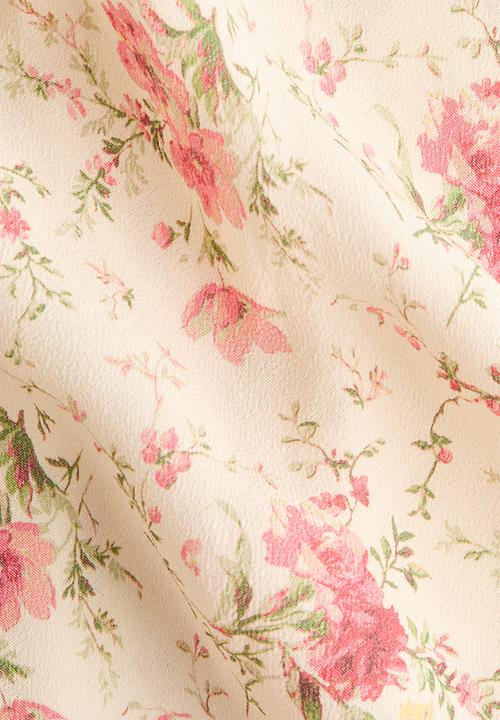 H&M - Long-sleeved viscose dress - light yellow/floral