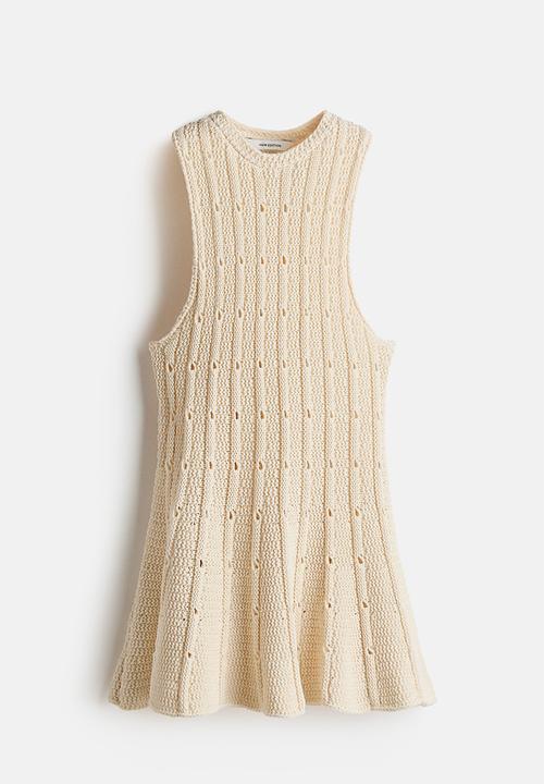 H&M - Pointelle-knit peplum top - cream