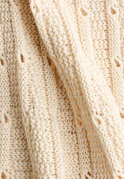 H&M - Pointelle-knit peplum top - cream