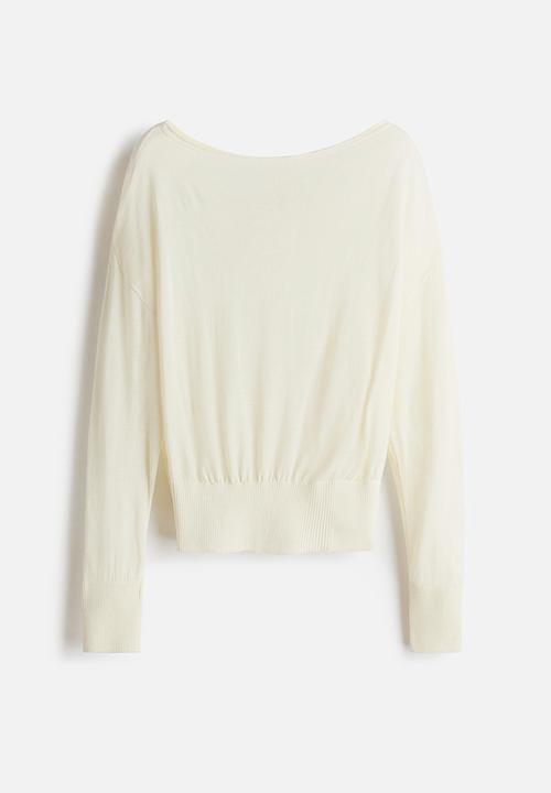 H&M - Fine-knit one-shoulder top - cream