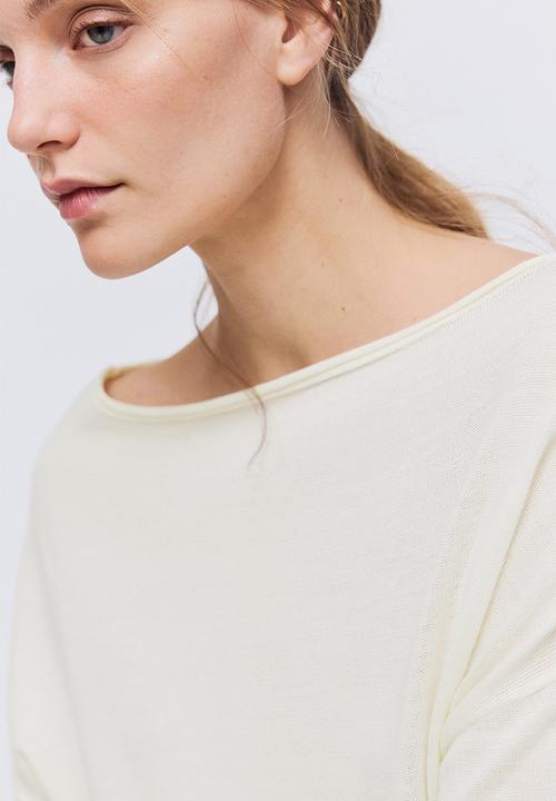 H&M - Fine-knit one-shoulder top - cream