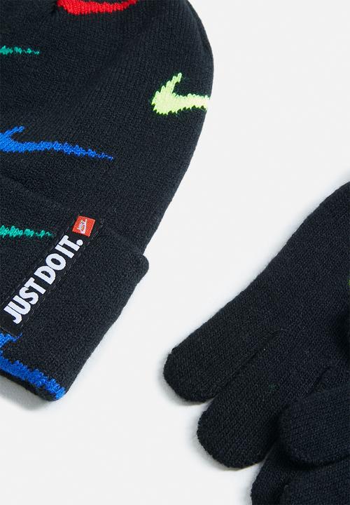 Nike - Nike swoosh repeat beanie set - black