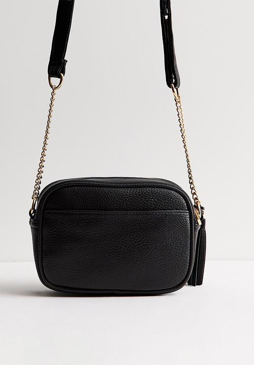 New Look - Faux Leather Chain Detail Crossbody Bag - Black