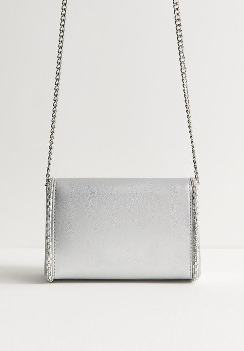 New Look - Piper Piped Clutch - Silver