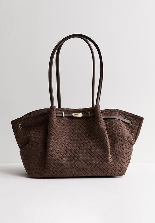 New Look - Soft Winged Weave Slouch Tote - Dark Brown