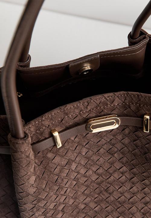 New Look - Soft Winged Weave Slouch Tote - Dark Brown