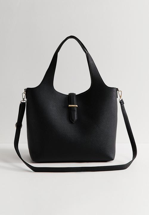 New Look - Faux Leather Slip Front Tote Bag - Black