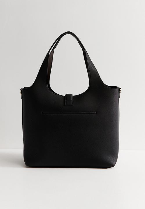 New Look - Faux Leather Slip Front Tote Bag - Black