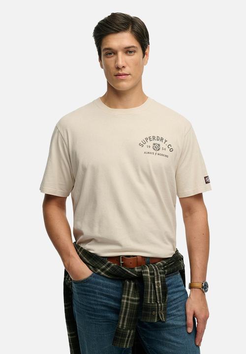 Superdry. - Heritage Biker Loose Tee - Rainy Day Grey