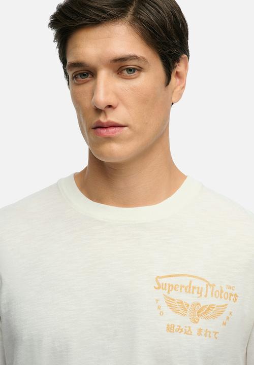 Superdry. - Heritage Biker Loose Tee - Winter White