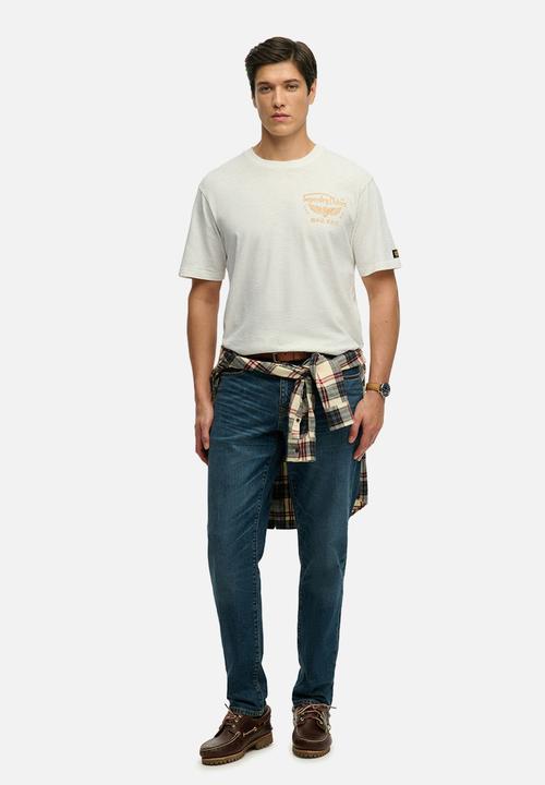 Superdry. - Heritage Biker Loose Tee - Winter White