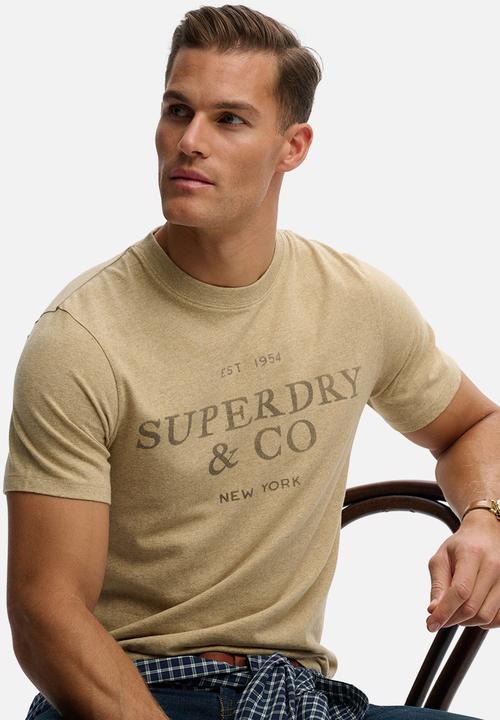 Superdry. - 1954 Company Relaxed Tee - Pumice Stone Beige Marl