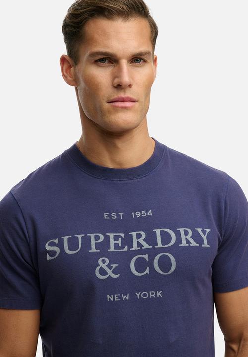 Superdry. - 1954 Company Relaxed Tee - Patriot Blue