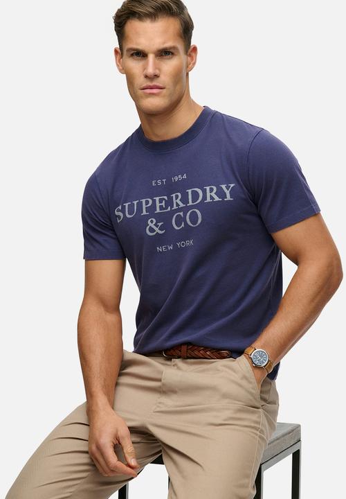 Superdry. - 1954 Company Relaxed Tee - Patriot Blue
