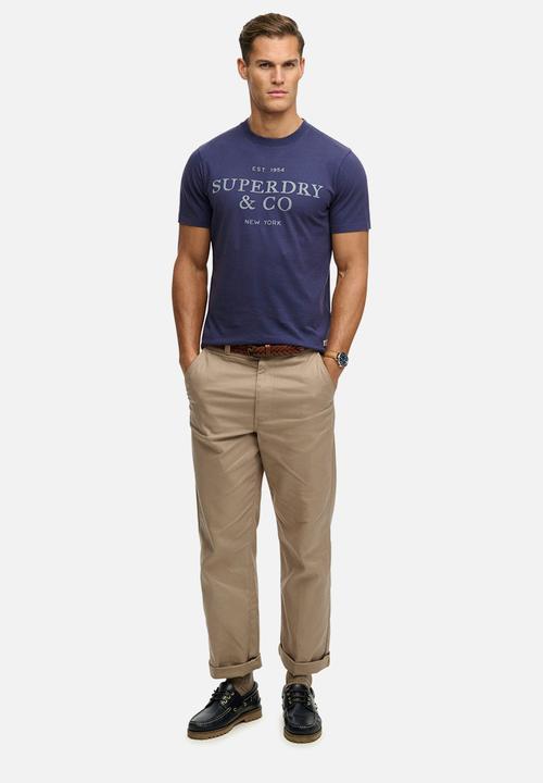 Superdry. - 1954 Company Relaxed Tee - Patriot Blue