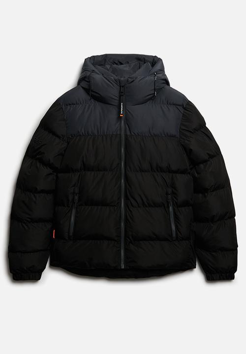 Superdry. - Colourblock Hooded Puffer Jacket - Black/Ebony