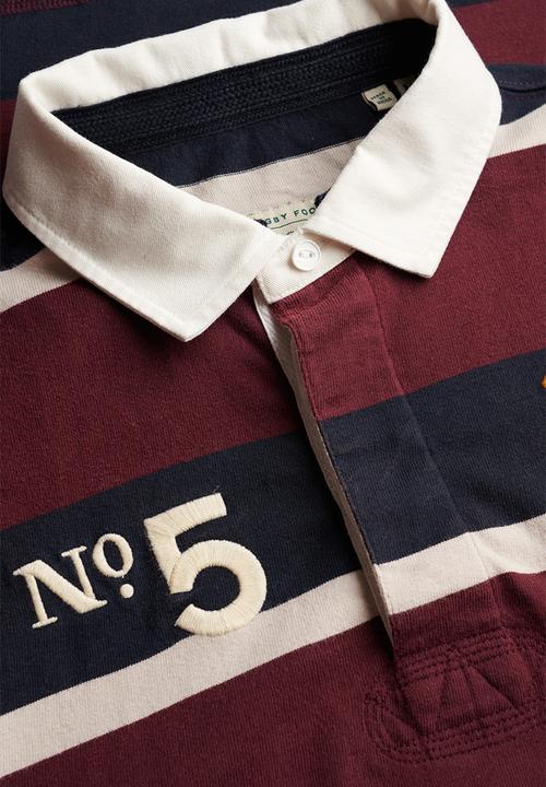 Superdry. - Double Emblem Stripe Rugby - Port/Navy Stripe 