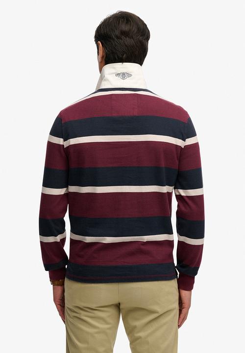 Superdry. - Double Emblem Stripe Rugby - Port/Navy Stripe 