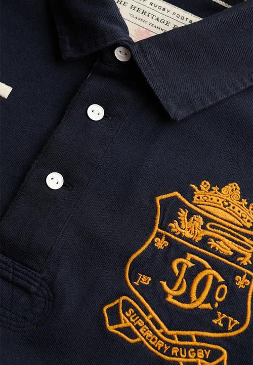 Superdry. - Double Emblem Jersey Short Sleeve Rugby - Eclipse Navy