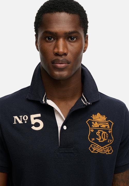 Superdry. - Double Emblem Jersey Short Sleeve Rugby - Eclipse Navy