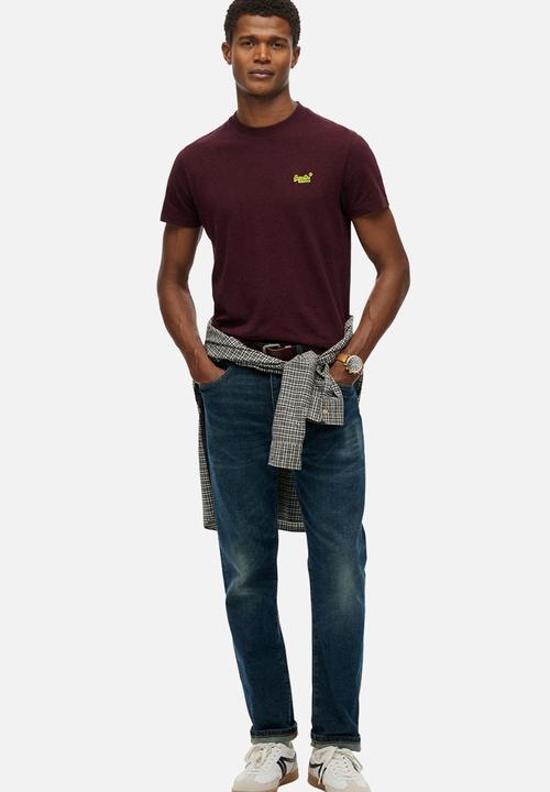 Superdry. - Essential Logo Emb Tee - Tawnty Port Marl/Fluro Yellow