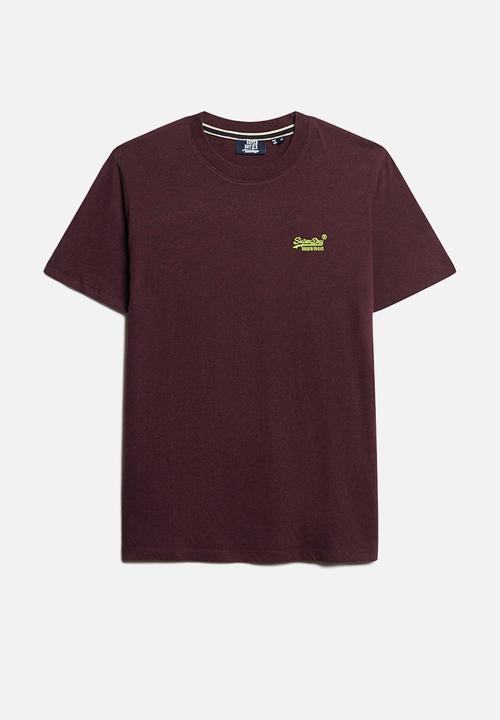 Superdry. - Essential Logo Emb Tee - Tawnty Port Marl/Fluro Yellow