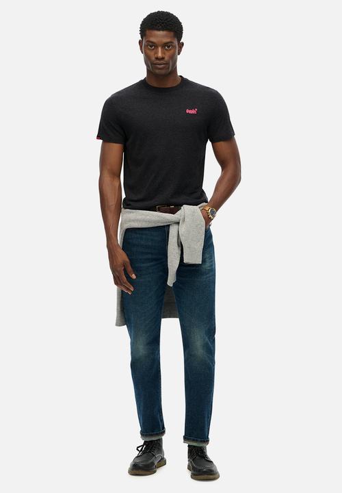 Superdry. - Essential Logo Emb Tee - Raven Black Marl/Pink