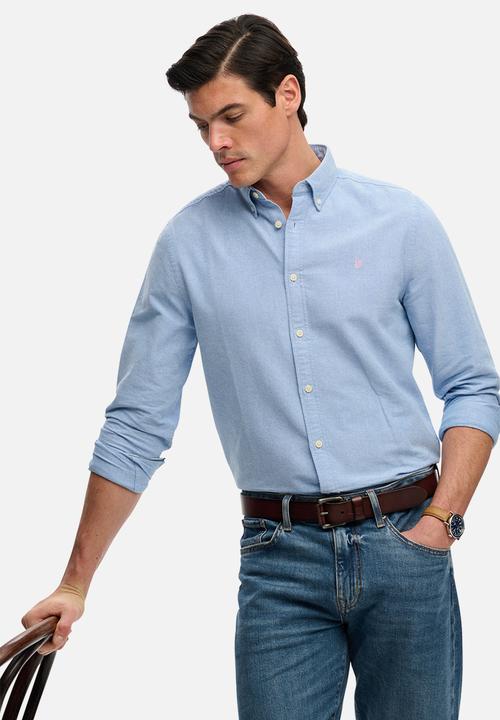 Superdry. - Preppy Oxford Long Sleeve Shirt - Sky Blue Chambray