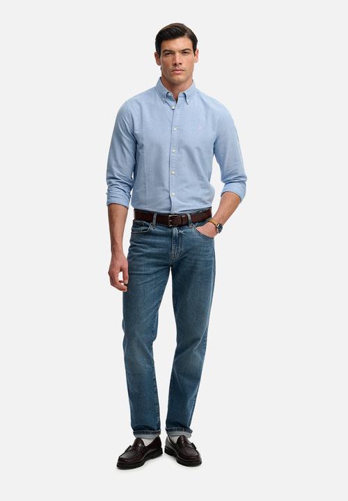 Superdry. - Preppy Oxford Long Sleeve Shirt - Sky Blue Chambray