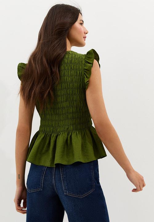 New Look - K phoenix plain shirred top - green