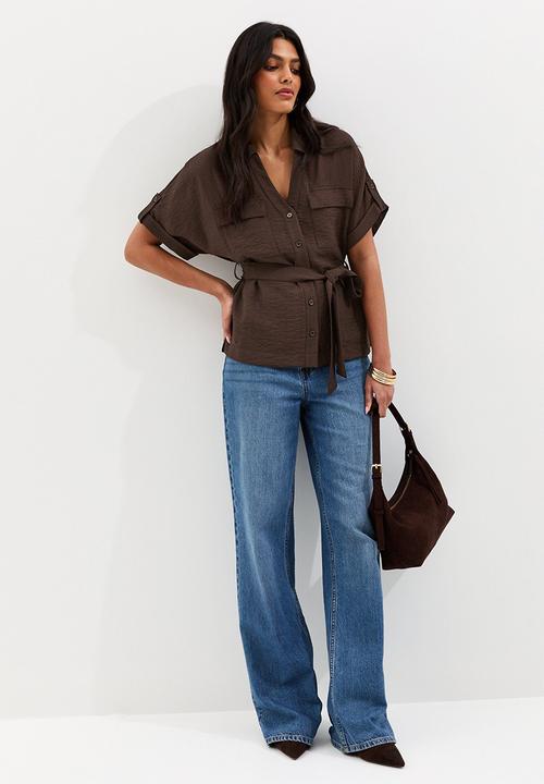 New Look - K utility belted plain shirt - brown