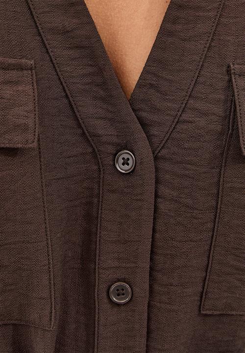 New Look - K utility belted plain shirt - brown