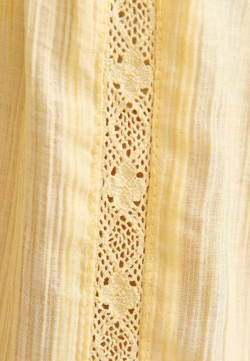 New Look - Lillian lace button long sleeve blouse - yellow