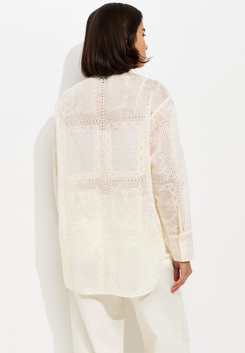 New Look - Polly emb patchwork shirt - cream