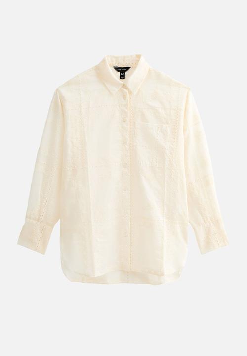 New Look - Polly emb patchwork shirt - cream