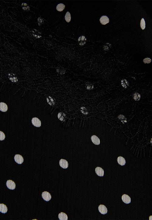New Look - Spot chiff tier tea maxi - black