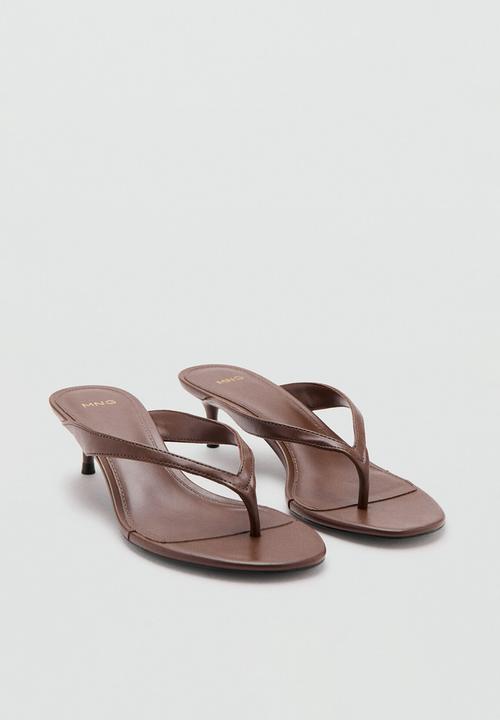 MANGO - Back open toe mule - dark brown