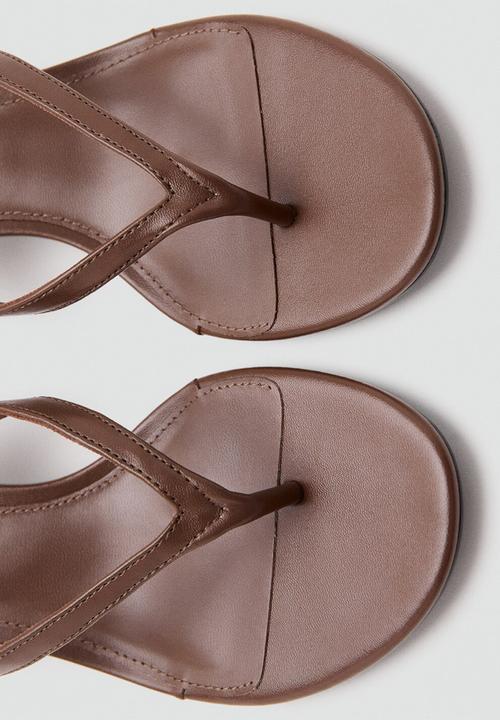 MANGO - Back open toe mule - dark brown
