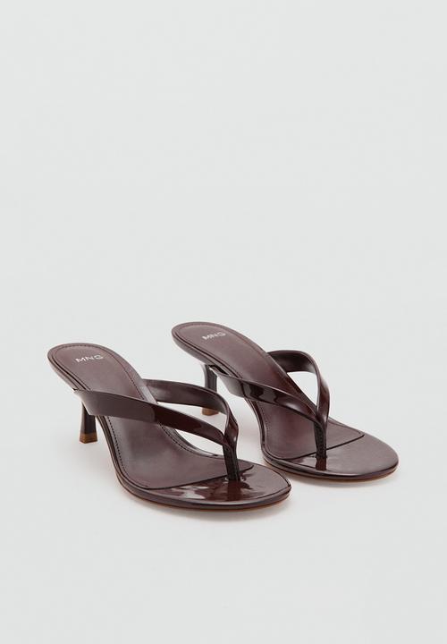 MANGO - Tiger open toe mule - dark brown