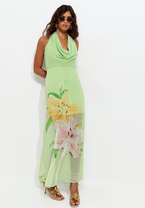 New Look - Lotus cowl neck halter midi dress - green