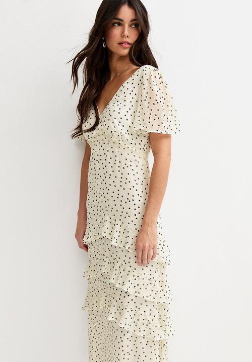 New Look - Spot chiffon tier tea maxi dress - cream