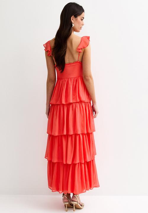 New Look - Tiered chiffon cami midi dress - dark coral
